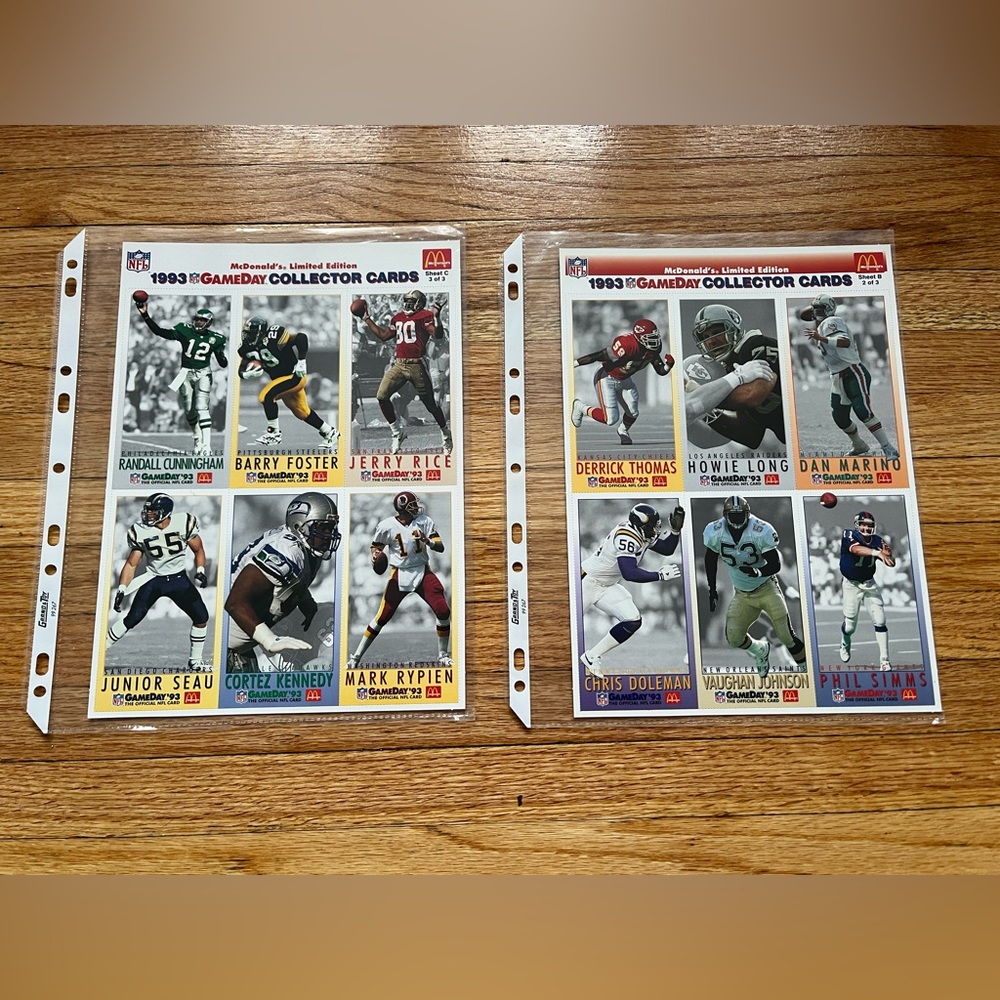 1993 GameDay Collector Cards / Mcdonalds Limited Edition / NFL / Uncut